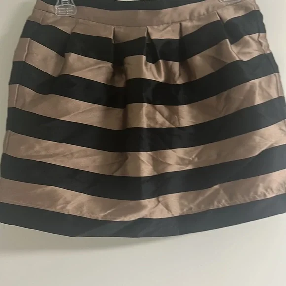 NWT Nell Champagne Skirt Brown Black Striped women’s sz2 - Picture 3 of 6